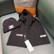 Chanel set wool hat & scarf in black  - 3