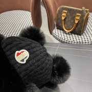 Moncler Cashmere Beanie With Pom Pom In Black  - 5