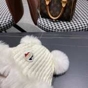 Moncler Cashmere Beanie With Pom Pom In White - 5