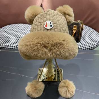 Moncler Cashmere Beanie With Pom Pom In Brown