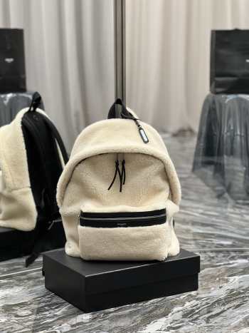 YSL City large backpack in lamb wool 31x41x22cm