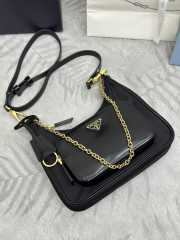 Prada nylon with glossy leather new armpit bag black 22x19.5x6cm - 3