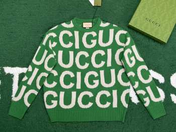 Gucci Men's Wool Jumper With GG Intarsia In Green 