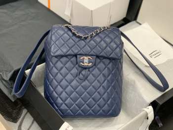 Chanel Large Backpack In Lambskin Blue Gold Hardware 170301 VS05666