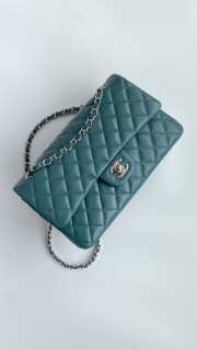 Chanel CF flap bag caviar leather in green with silver hardware 25cm - 2