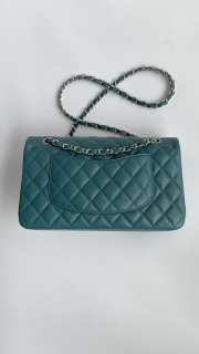 Chanel CF flap bag caviar leather in green with silver hardware 25cm - 5