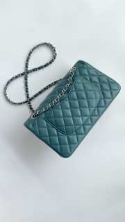 Chanel CF flap bag caviar leather in green with silver hardware 25cm - 6