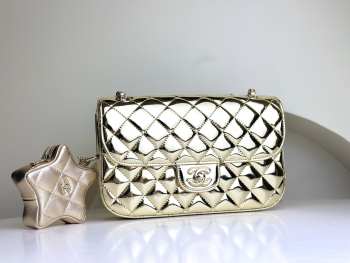 Chanel Mini Flap Bag & Star Coin Purse Gold Metal Pale metallic gold