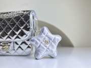 Chanel Mini Flap Bag & Star Coin Purse Silver Metal Pale metallic silver - 4