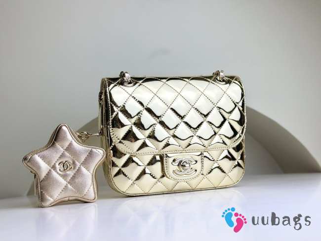 Chanel Mini Flap Bag & Star Coin Purse Gold Metal Pale metallic gold 15x20x6.5cm  - 1