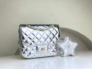 Chanel Mini Flap Bag & Star Coin Purse Silver Metal Pale metallic silver 15x20x6.5cm - 1