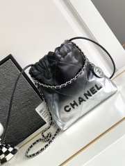 Chanel 22 Mini Bag Gradient Metallic Calfskin & Silver Metal Silver Black 20x19x6cm - 1