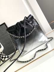 Chanel 22 Mini Bag Gradient Metallic Calfskin & Silver Metal Silver Black 20x19x6cm - 4