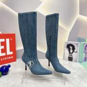 Diesel Knee-high boots in stretch blue denim 8.5cm  - 1