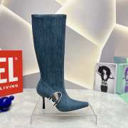 Diesel Knee-high boots in stretch blue denim 8.5cm  - 3