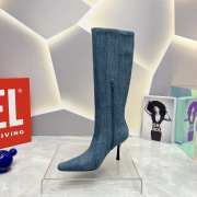 Diesel Knee-high boots in stretch blue denim 8.5cm  - 4