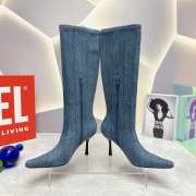 Diesel Knee-high boots in stretch blue denim 8.5cm  - 5