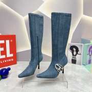 Diesel Knee-high boots in stretch blue denim 8.5cm  - 6