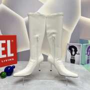 Diesel leather knee-high boots in stretch white 8.5cm - 5