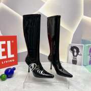 Diesel patent knee-high boots in stretch black 8.5cm - 1