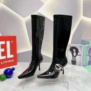 Diesel patent knee-high boots in stretch black 8.5cm - 6