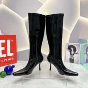 Diesel patent knee-high boots in stretch black 8.5cm - 4