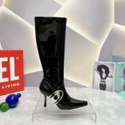 Diesel patent knee-high boots in stretch black 8.5cm - 3