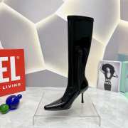 Diesel patent knee-high boots in stretch black 8.5cm - 2