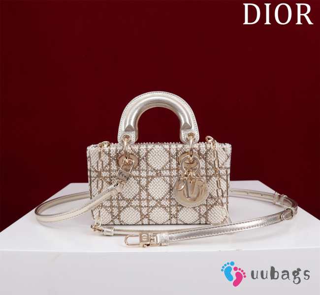 Dior Micro Lady D-Joy Bag Pearl Cannage In White 16.5x6x10cm - 1