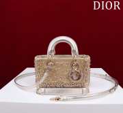 Dior Lady D-Joy Micro Bag Beige-Tone Satin with Gradient Bead Embroidery 16x9x5cm  - 1