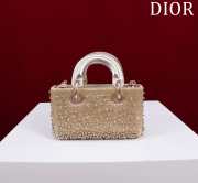 Dior Lady D-Joy Micro Bag Beige-Tone Satin with Gradient Bead Embroidery 16x9x5cm  - 5