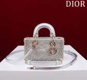 Dior Lady D-Joy Micro Bag Silver-Tone Satin with Gradient Bead Embroidery 16x9x5cm - 1