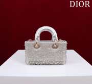 Dior Lady D-Joy Micro Bag Silver-Tone Satin with Gradient Bead Embroidery 16x9x5cm - 6