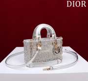 Dior Lady D-Joy Micro Bag Silver-Tone Satin with Gradient Bead Embroidery 16x9x5cm - 4