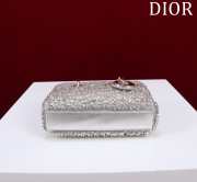 Dior Lady D-Joy Micro Bag Silver-Tone Satin with Gradient Bead Embroidery 16x9x5cm - 3