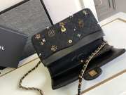 Chanel classic handbag embroidered tweed, glittering stones, glass pearls & gold metallic black 25.5cm - 2