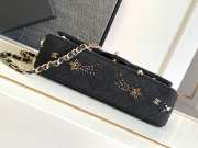 Chanel classic handbag embroidered tweed, glittering stones, glass pearls & gold metallic black 25.5cm - 4