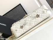 Chanel classic handbag embroidered tweed, glittering stones, glass pearls & gold metallic white 25.5cm 25.5cm - 4