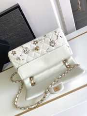 Chanel classic handbag embroidered tweed, glittering stones, glass pearls & gold metallic white 25.5cm 25.5cm - 5