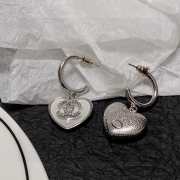 Chanel silver heart charm earrings  - 6