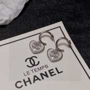 Chanel silver heart charm earrings  - 5