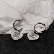 Chanel silver heart charm earrings  - 4