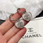 Chanel silver heart charm earrings  - 3