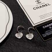 Chanel silver heart charm earrings  - 2