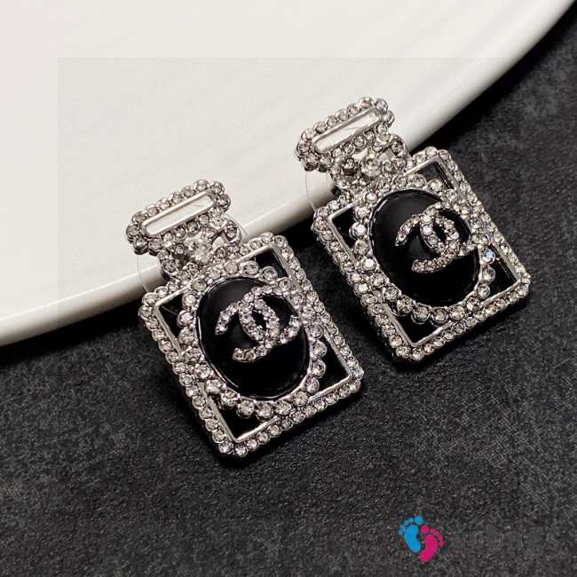 Chanel stone-encrusted perfume bottle earrings - 1