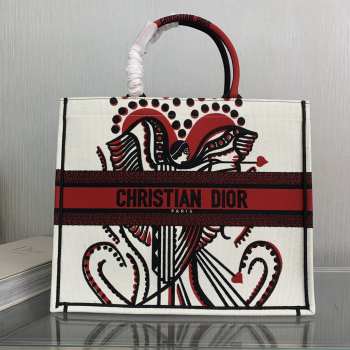 Dior Book Tote Latte Multicolor Cupidon Embroidery Bag 36.5x28x16cm