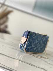 Louis Vuitton M82960 Mini Pochette Accessories Bag In Blue Denim 4.5x9.5x4cm - 5