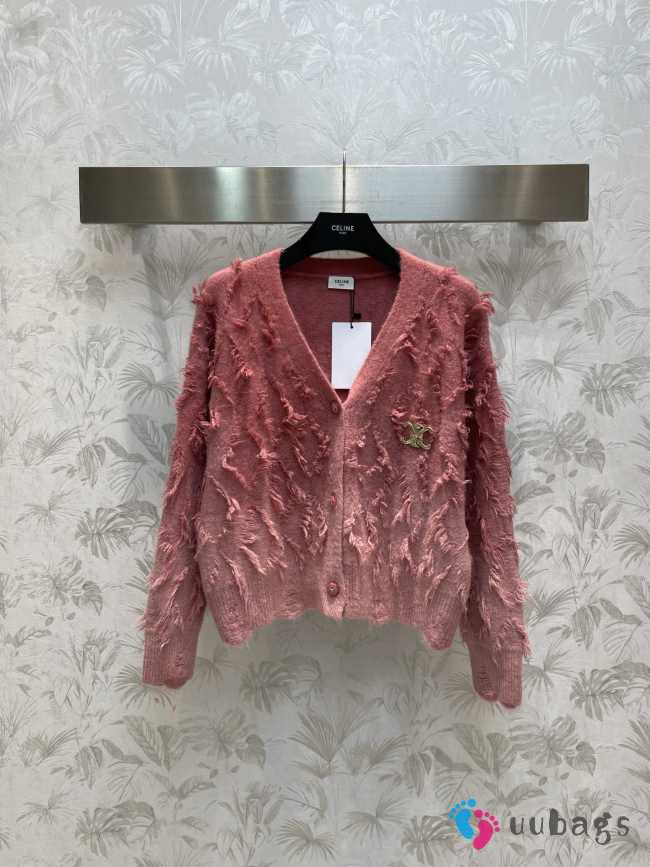 Celine cardigan jacket in brushed mohair in pink  - 1