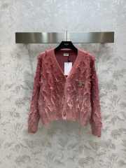 Celine cardigan jacket in brushed mohair in pink  - 1