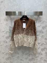 Celine cardigan jacket in brushed mohair in brown - 1